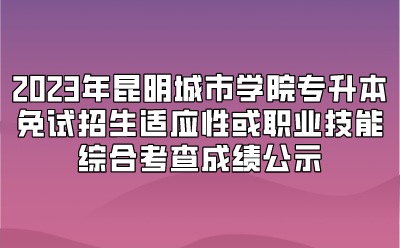 2023年昆明城市學院專升本免試招生適應性或職業(yè)技能綜合考查成績公示